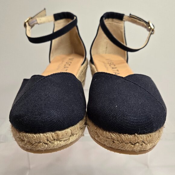 Navy Wedge Espadrilles with Ankle Strap - Picture 4 of 7
